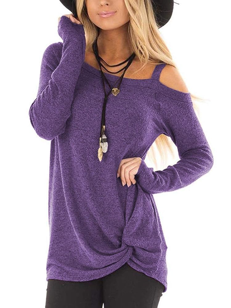 TEMOFON Women's Cold Shoulder Tops: Long Sleeve Casual